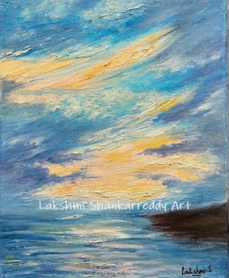 Summer skies- summer - oil on canvas - Lakshmishankarreddy- artist- knife painting - San Francisco Bay Area