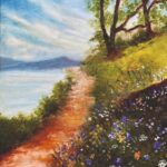 Colorful landscape with flowers and path