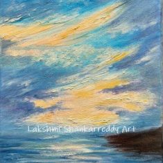 Summer skies- summer - oil on canvas - Lakshmishankarreddy- artist- knife painting - San Francisco Bay Area