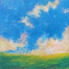 Blue skies and green fields - oil on canvas - painting - landscape - plein air painting - lakshmi Shankarreddy - artist - San Francisco Bayarea