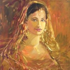 Indian lady- oil on canvas - painting - brush - knife painting - lakshmi Shankarreddy - artist - San Francisco Bay Area