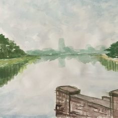 Around lal bagh lake - Bengaluru- watercolor painting - study sketch - lakshmi Shankarreddy - artist - San Francisco Bayarea
